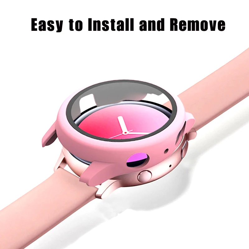 Стекло + чехол для Samsung Galaxy watch active2 40/44 мм полное покрытие из ТПУ бампер защита