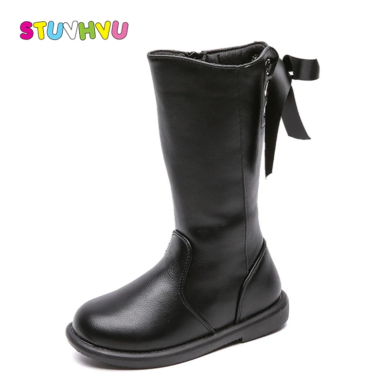 

Winter Shoes for Girls Long Boots Children Plus Velvet Cotton Shoes Fashion Bow Leather Princess Girls Boots Toddler Kids Boots