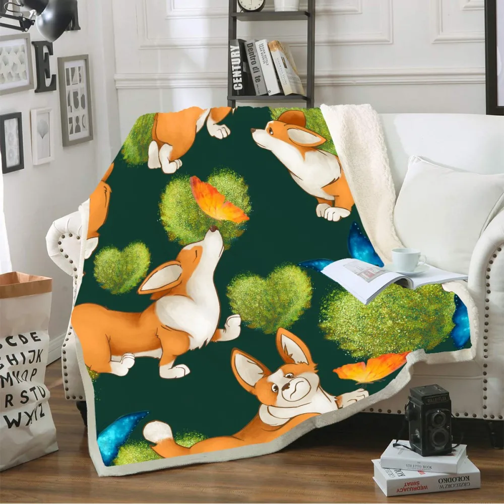 Флисовый уютный мягкий домашний плед с изображением животных из мультфильмов