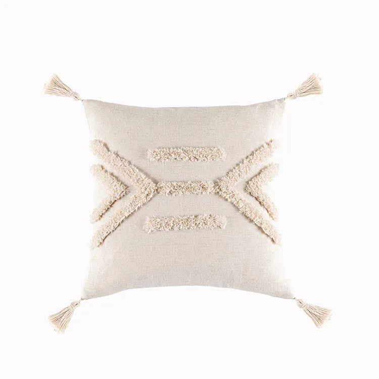

Rhombic Moroccan Geometry Beige Off White Boho Cushion Cover Solid Color Bohemia Home Decoration Summer Dropshipping