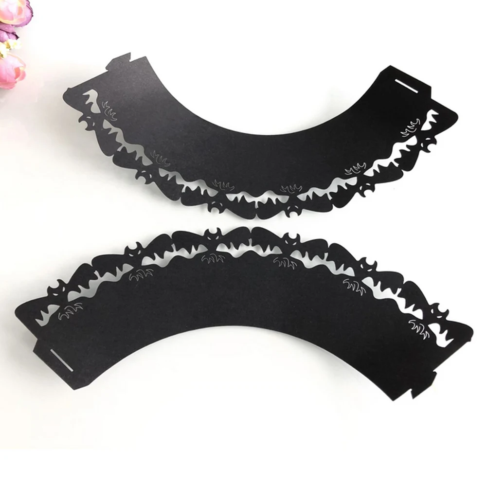 

50pcs Halloween Cupcake Wrappers Artistic Bake Paper Cups Liners Hollow Out For Halloween Party Decoration (Bat)