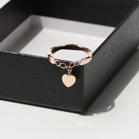 yun ruo ins chic heart predant ring rose gold color fashion titanium steel jewelry birthday gift woman never fade drop shipping