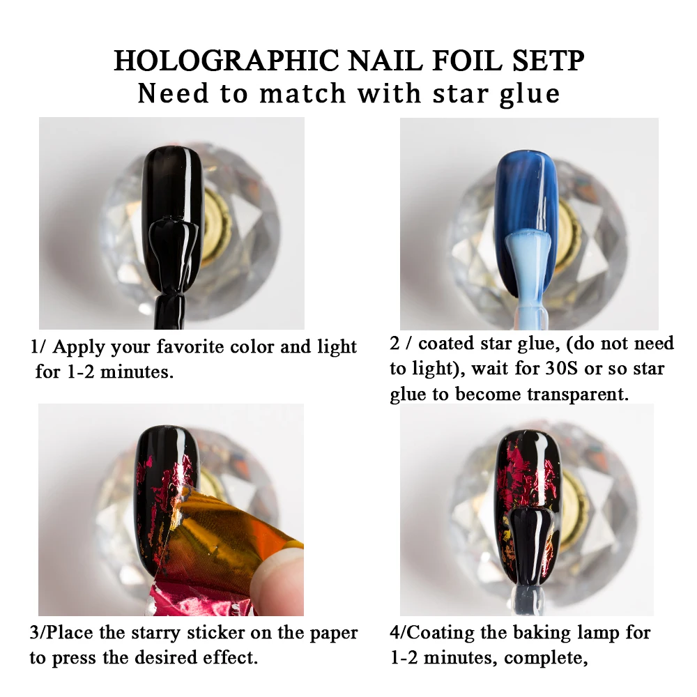 Yayoge Nail Sticker Decorations Snowflake Holographic Foils Art Transfer Foil Starry sky Decoration Manicure | Красота и здоровье