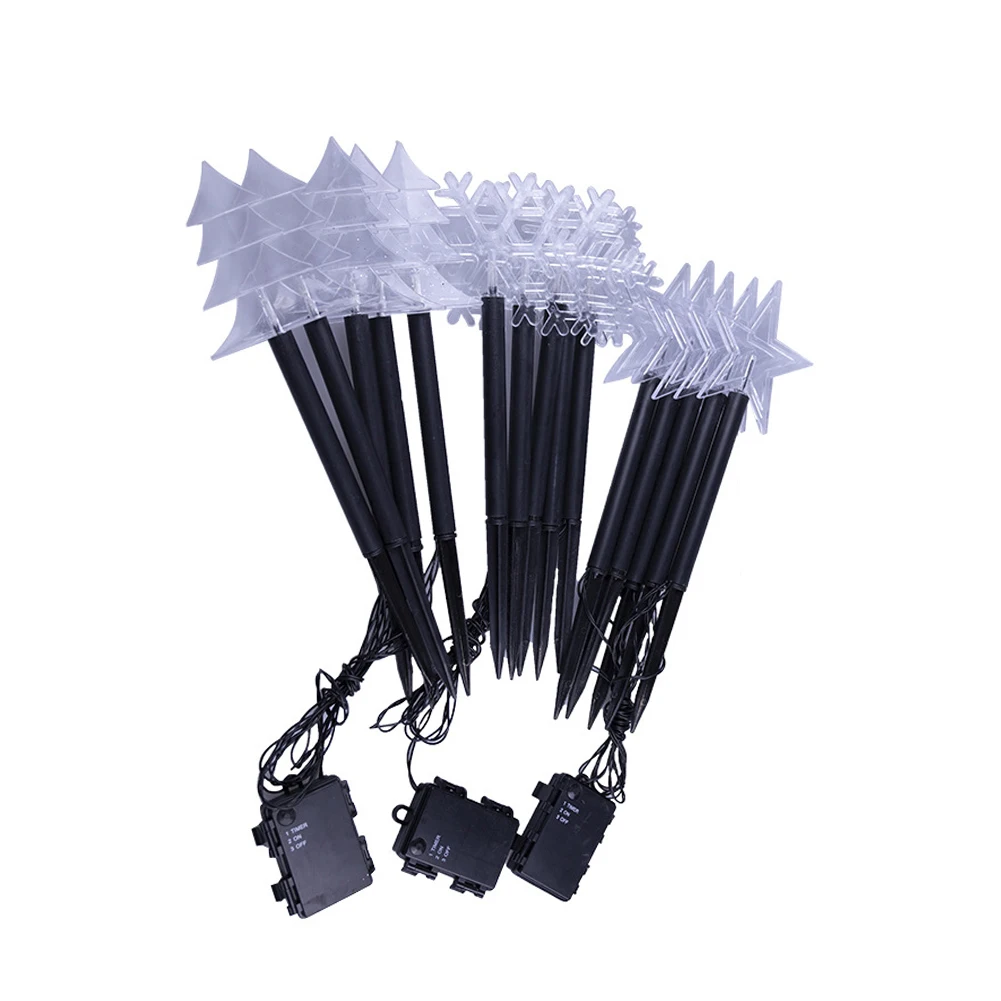 

5Pcs/Set Solar Light Pathway Lights Outdoor Waterproof Warm Lights Star Snowflake Xmax Tree Landscape Led Garden Decoration
