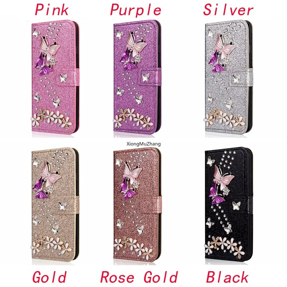 

3D Butterfly Glitter Diamond Floral Leather Flip Case Wallet Bags for IPhone 12 Pro Max 12 MINI 11 Pro Max XR XS Max 6 7 8 Plus