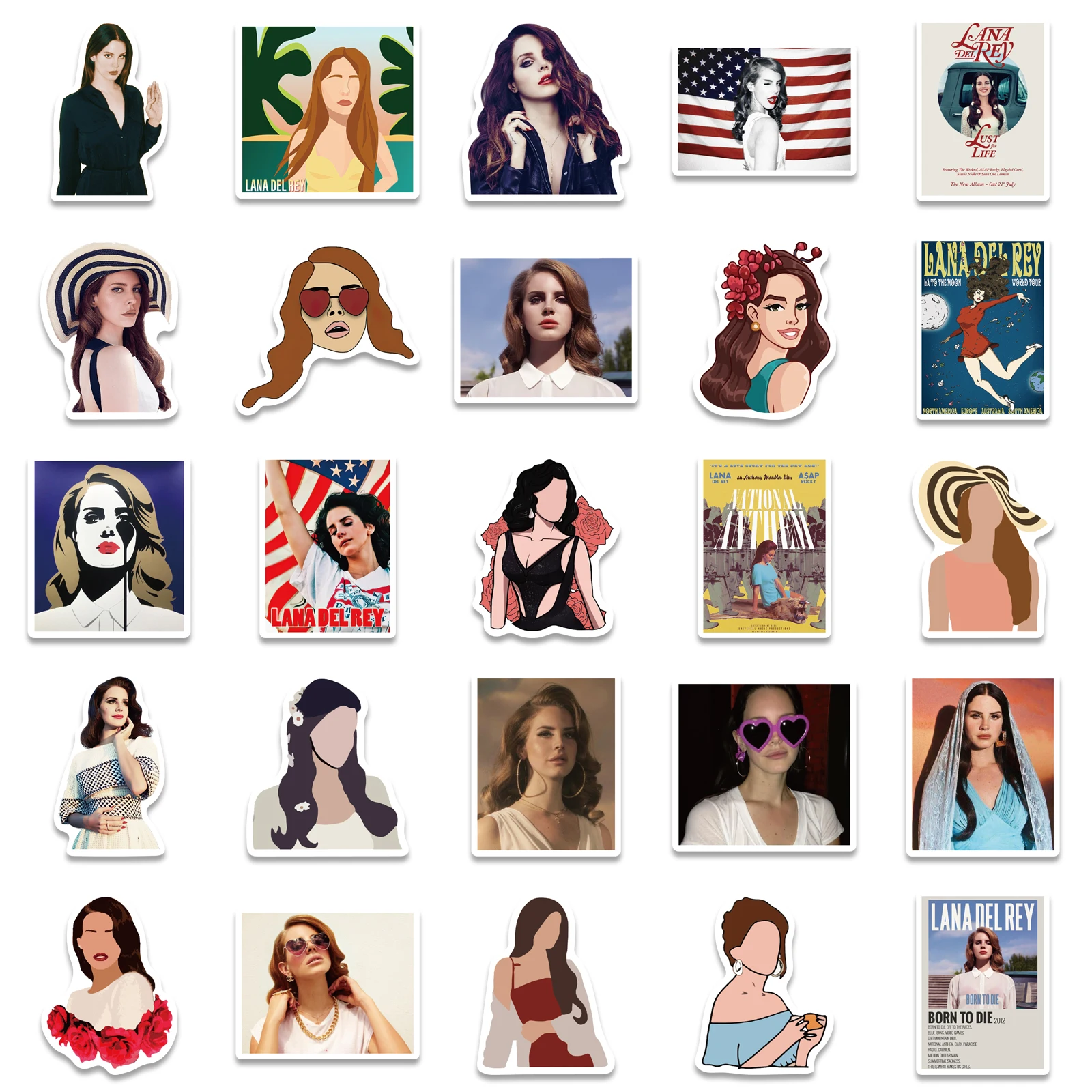 Pegatinas de Lana Del Rey para fan&aacute;ticos Del port&aacute;til, pegatina de Graffiti impermeable para tel&eacute;fono y guitarra, juguete para ni&ntilde;os, 25/50 Uds.-4