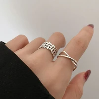 foxanry vintage punk 925 stamp rings new fashion simple weaving cross geometric birthday party jewelry gifts for women