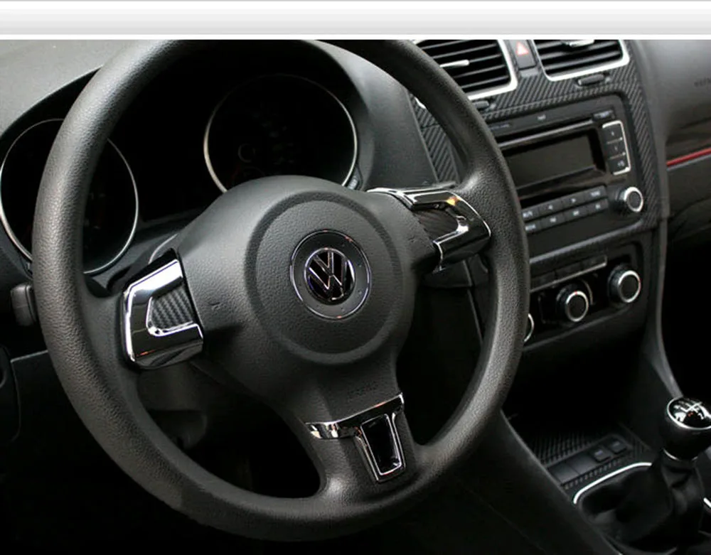 3 предмета, декоративная накладка на руль для Volkswagen VW Golf 6 MK6 Polo Jetta MK5 2009 2010 2011 Polo