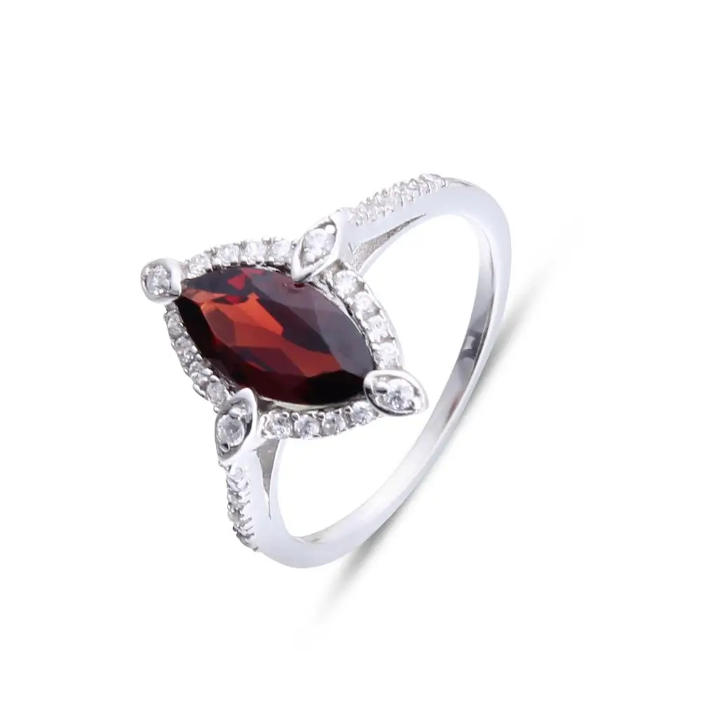 Gem's Ballet 2.11Ct маркиза натуральный красный гранат драгоценный камень кольцо для женщин Свадебные 925 пробы серебряные модные ювелирные изделия