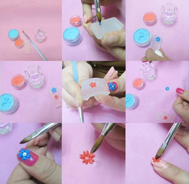 

3 Items Nail Art Kit 12 Color Carving Acrylic Powder Acrylic Powder 1 Pcs Nail Decoration Dust Brush+5 Pcs Acrylic Brush