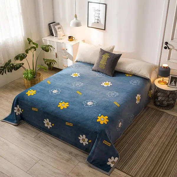 Новая зимняя теплая Простыня из флиса плоская простыня фланелевые двухслойные