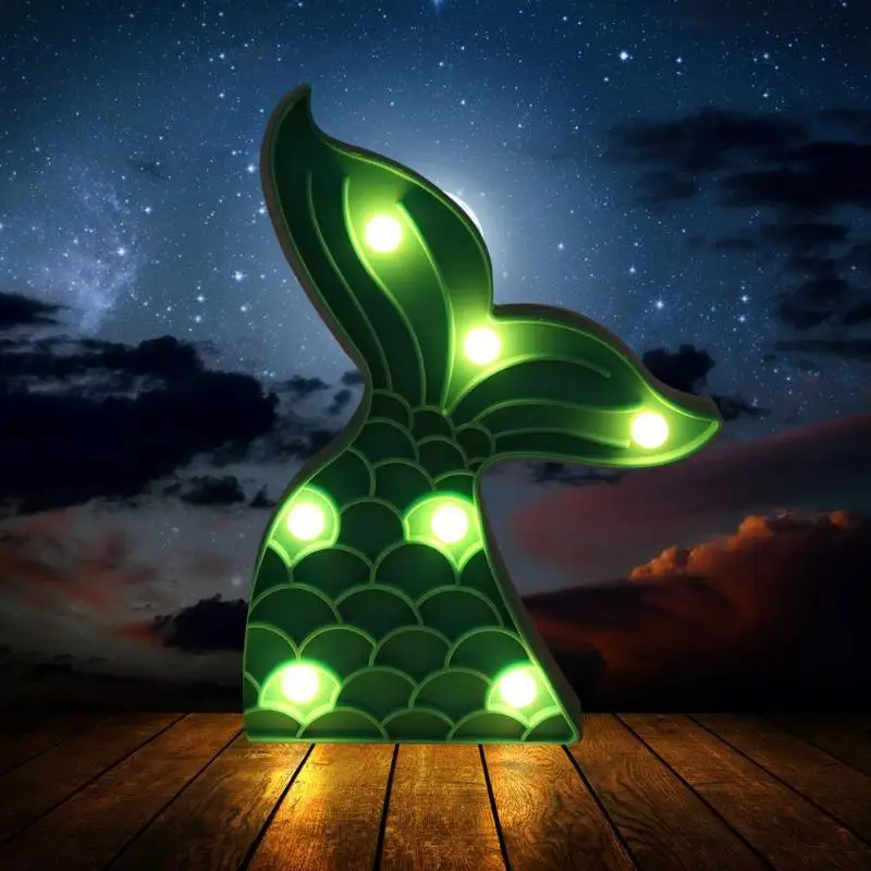 Светодиодный Ночной светильник пластиковое украшение в виде хвоста русалки с 7