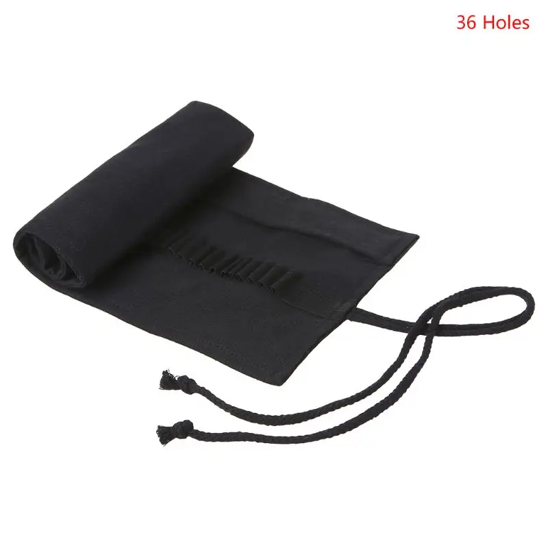 Черный цветной школьный чехол карандаш роллер с 12/24/36/48/72 отверстиями Холщовый