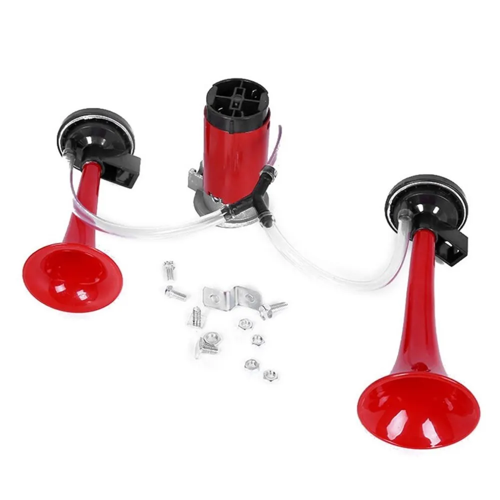 

Universal 110db Super Loud Car Air Horn Set 12V Dual Trumpet Compressor Complete Set for Truck Cars Automobiles Lorry Boat Train