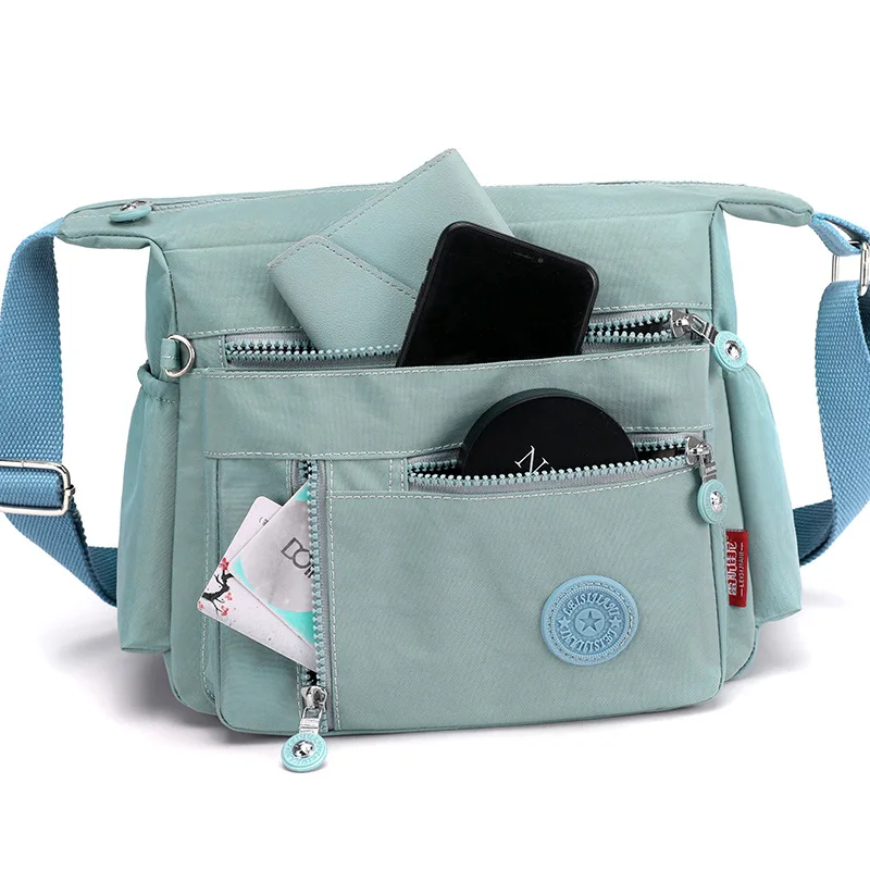 

Новинка 2021, повседневная женская сумка, однотонная нейлоновая сумка для мам, женская модная вместительная сумка-мессенджер через плечо