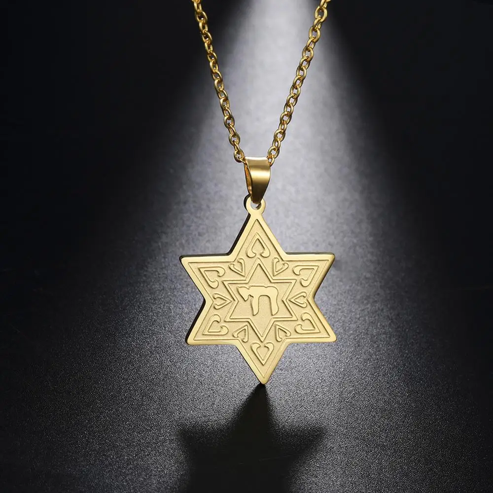 Ожерелье с подвеской Skyrim Star of David Chai цепочка из нержавеющей стали золотого цвета