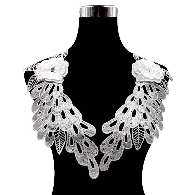 1 пара хлопчатобумажная кружевная ткань вышитая аппликация вырез воротник для