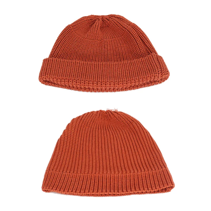 

Hip Hop Beanie Skull Cap Street Men Brimless Hats Knitted Hat Women Winter Hat Cuffed Short Solid Pumpkin Portable Melon Caps