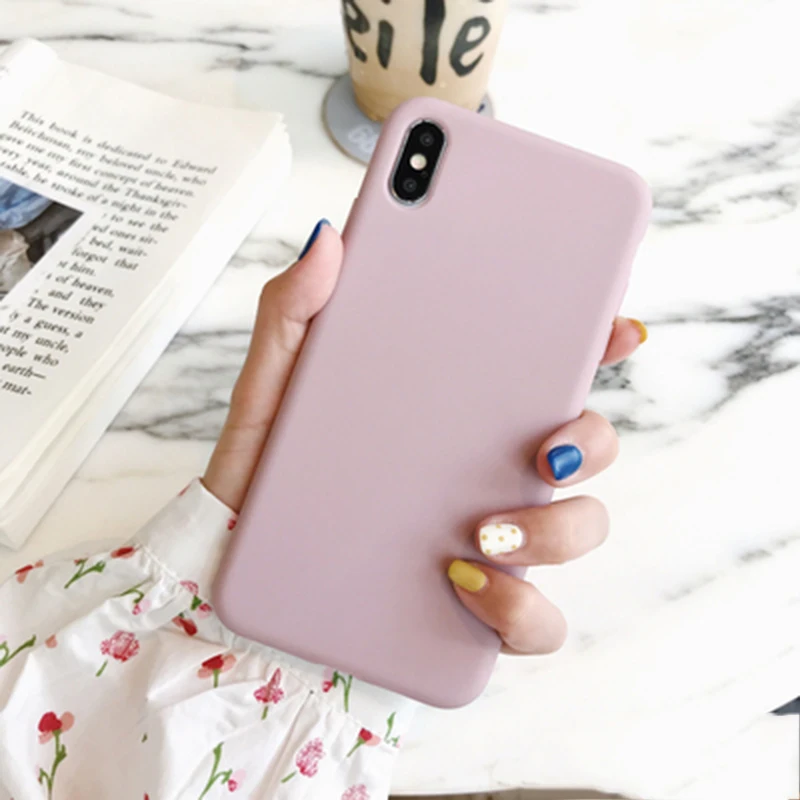 DK-of Силиконовый матовый чехол ярких цветов для iPhone XS Max XR X 10 8 7 6 6S Plus, модный простой мягкий чехол из ТПУ для iPhone 11 Pro Max Funda - Цвет: DK-of