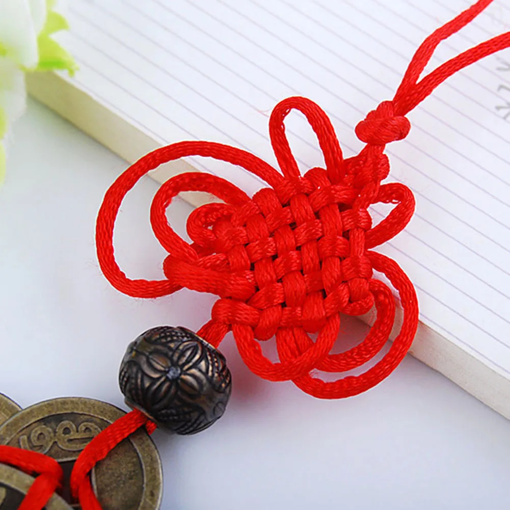 Красный китайский узел монеты колокольчик с кисточками для удачи Безопасное