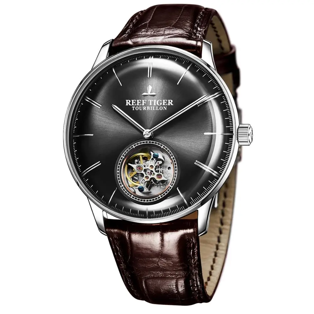 Мужские часы из турбийона мужские автоматические наручные Reef Tiger Роскошные