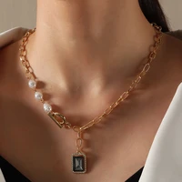 gold long pearl choker necklace for women fashion summer white baroque pearl necklace gem stone cz trend elegant wedding jewelry