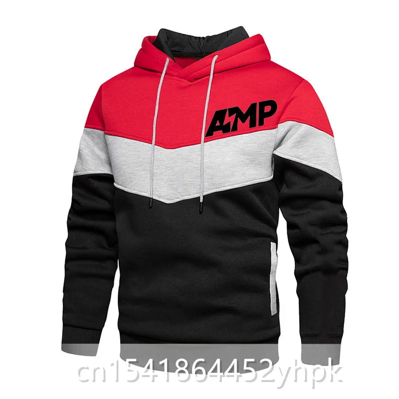 

2021 Men's Trampoline basketball sportswear AMP Funny Men Fashion Spring Casual Fleece Warm Splicing Hoodies Sweatshirts Coat