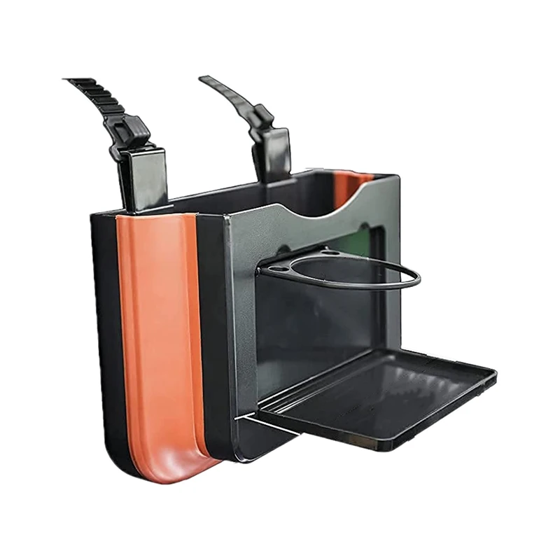 

Hanging Car Trash Can, Collapsible Portable Waterproof Garbage Bag with Clip and Cup Holder Tray Back Seat Car Organizer