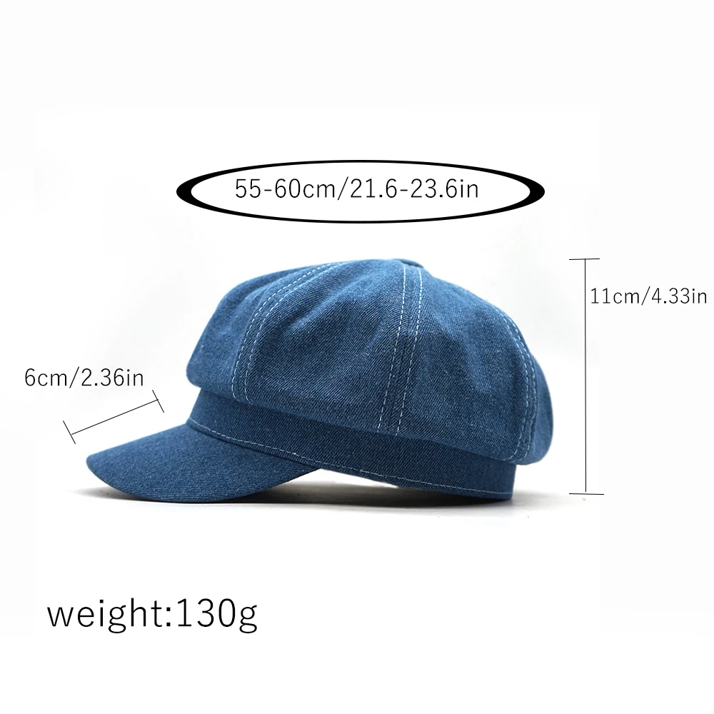 Новинка Женская восьмиугольная шляпа для отдыха женский джинсовый берет Кепка в