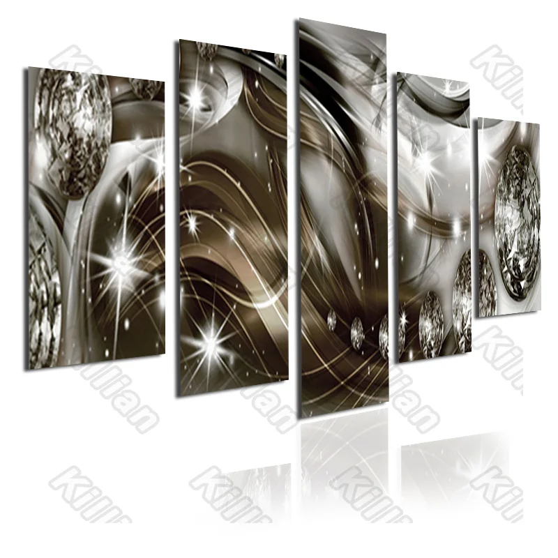 

abstract Style Canvas Paintings Modular Home Decor Hd Prints 5 Pieces diamond black Pictures Poster Living Room Wall Fresco