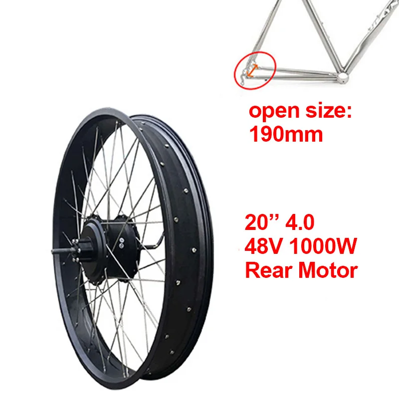 20inch 190mm motor 48V1000W Электрический велосипед конверсионный комплект 2" 26" 4. 0fat шины велосипед снег пляж велосипед 48V20AH батарея задний концентратор Мотор колесо для электровелосипеда комплект - Цвет: 20inch 190mm motor