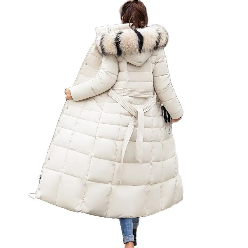 2022 New Fashion Winter Jacket Womens Clothing Fur Hooded Long Parkas Coat Slim Warm Overcoats Women Cotton Jackets N48 | Женская одежда