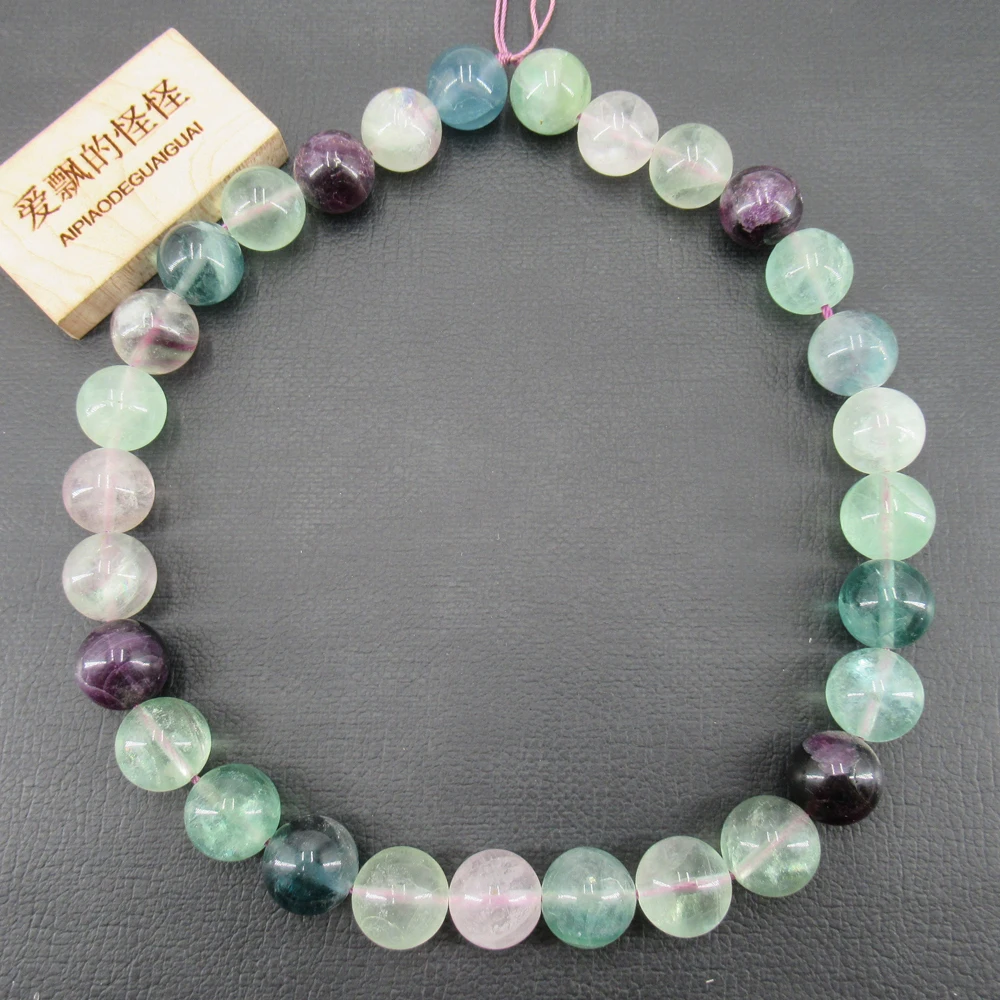 

APDGG Natural 14MM Multi color Purple Green Fluorite Smooth Round Loose Beads 16" Strand Jewelry Making DIY