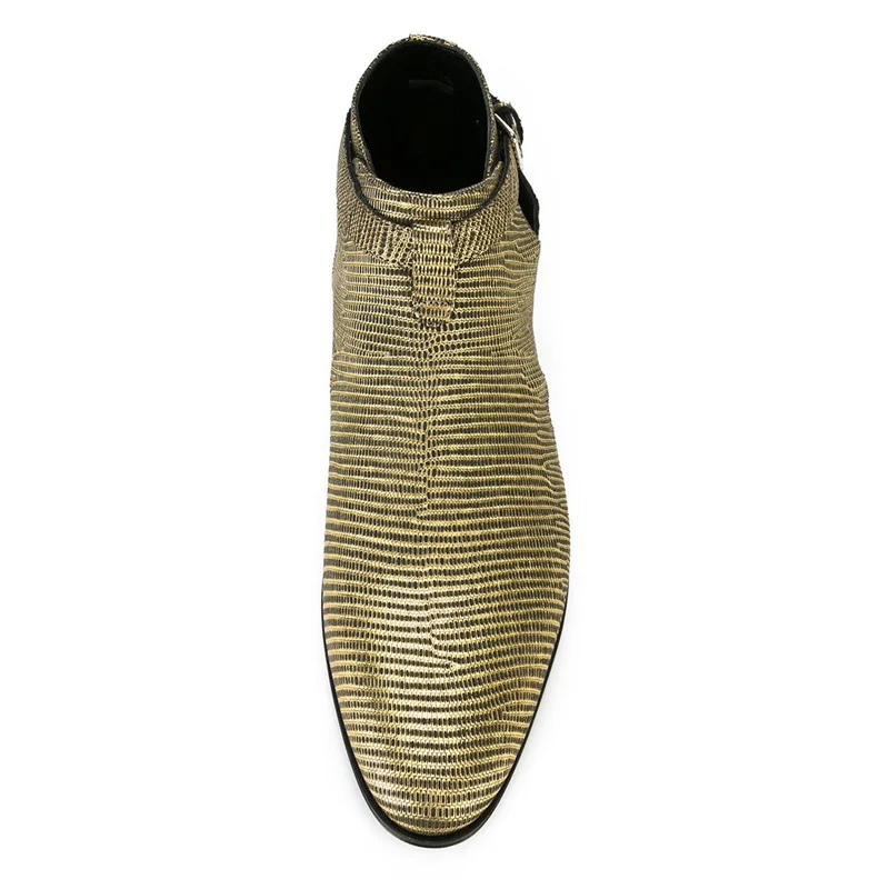 Индивидуальные ботинки из натуральной кожи со змеиным принтом мужские летние