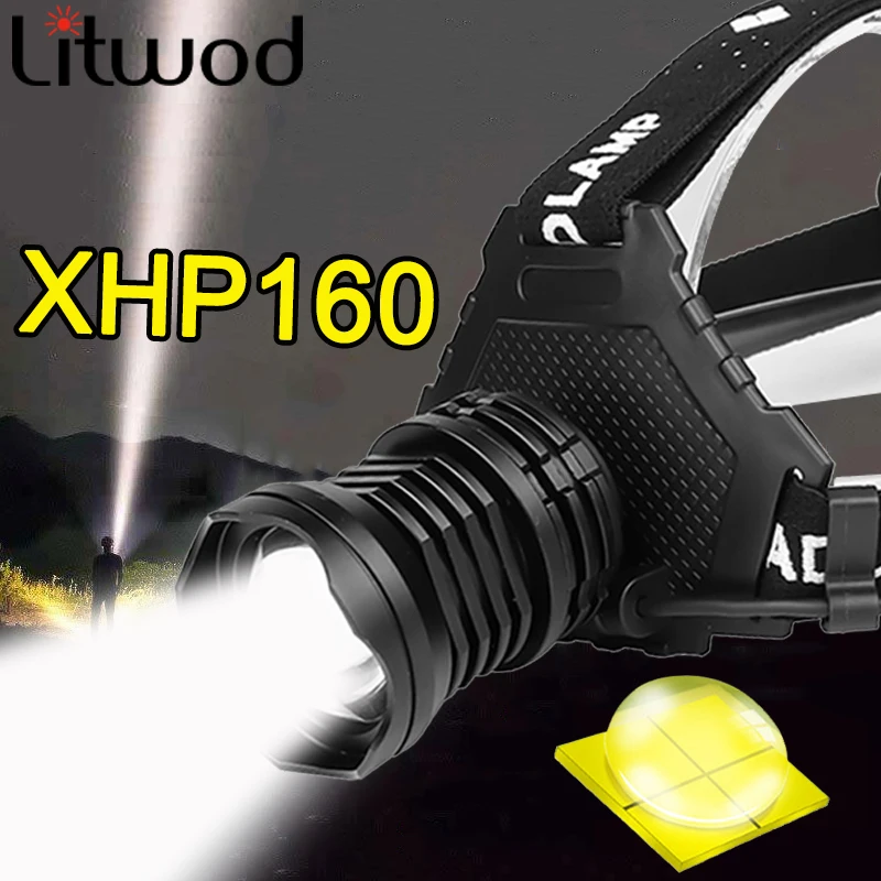Налобный фонарь XHP160 светодиодный 18650 лм с зарядкой от USB|Налобные LED-фонари| |