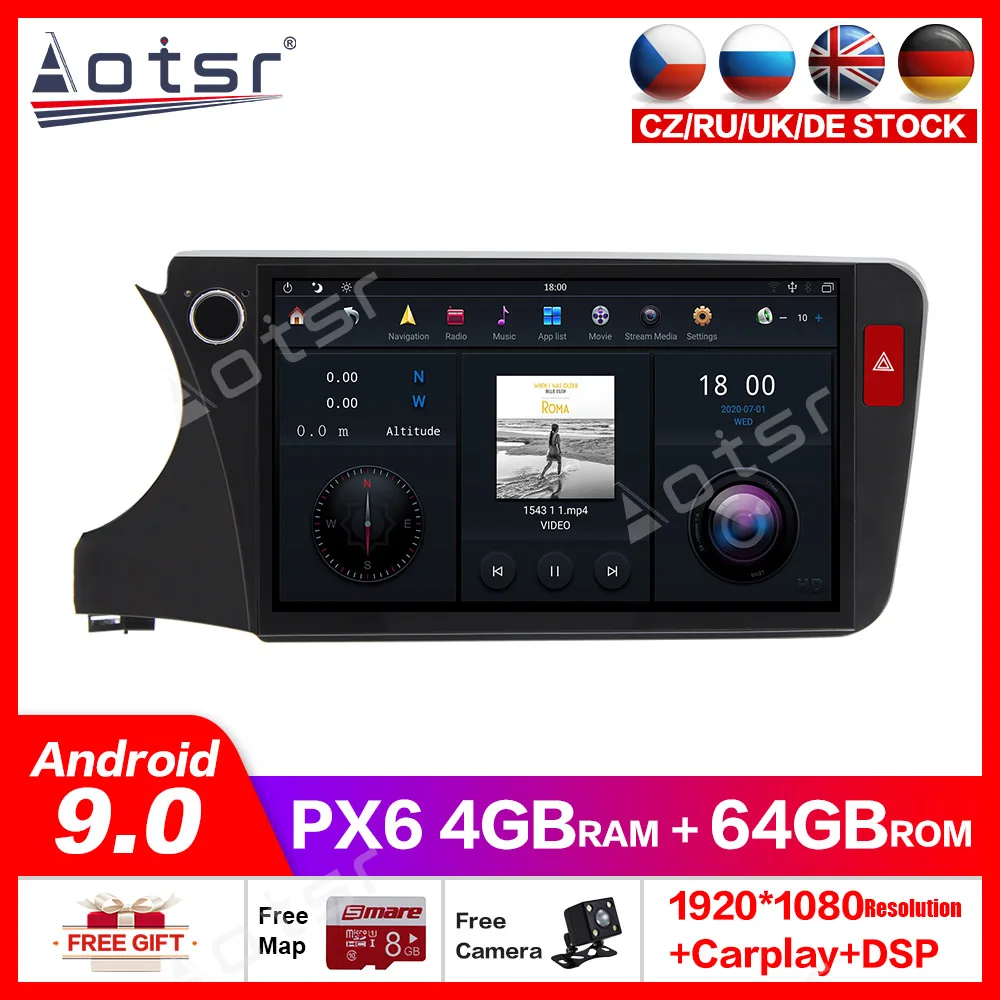 

11.8" MAX-PAD Android 9.0 4+64G IPS Car Multimedia player For Honda City 2015-2020 Car GPS Navigation Headunit Auto Radio Stereo