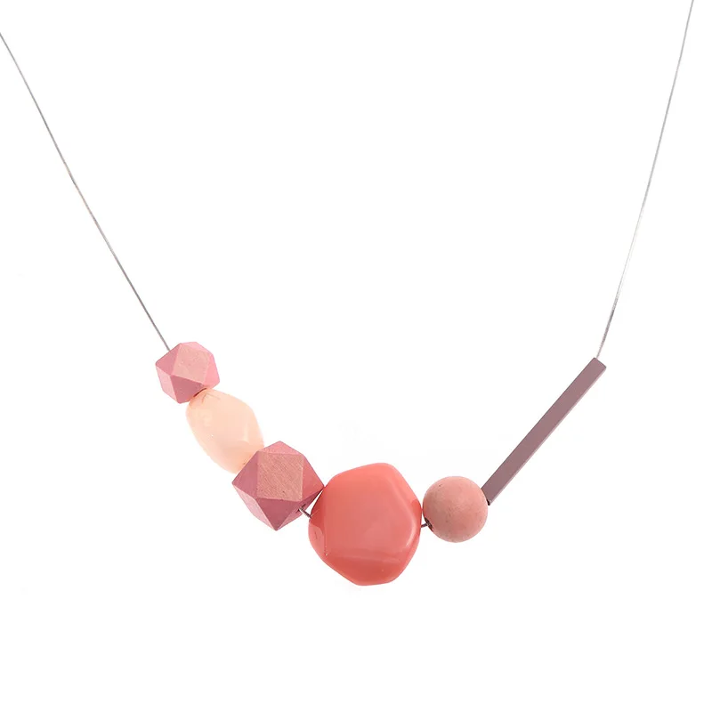 Модное массивное ожерелье из каучука с деревянными бусинами Женские аксессуары