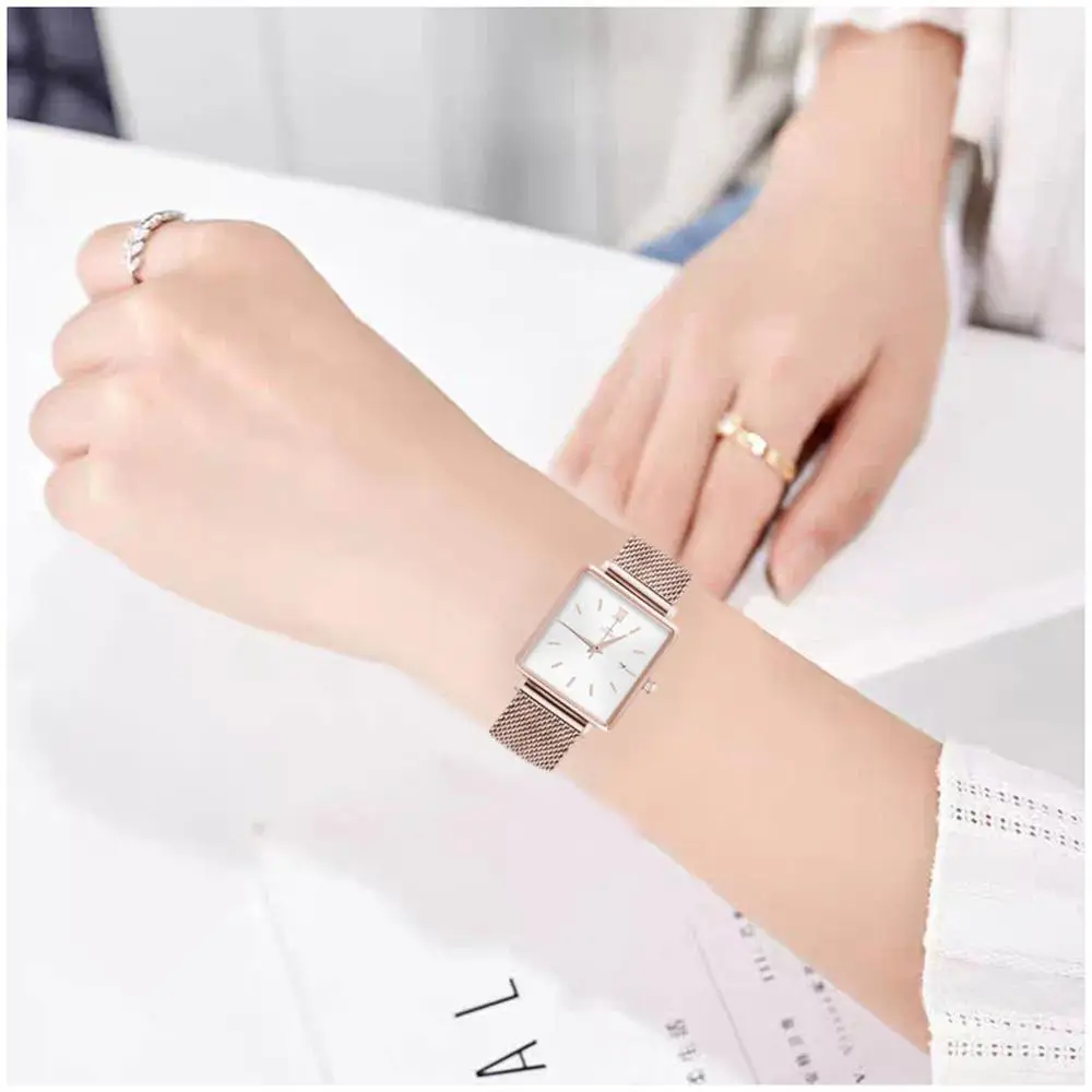 Брендовые роскошные женские часы модные кварцевые наручные квадратные из
