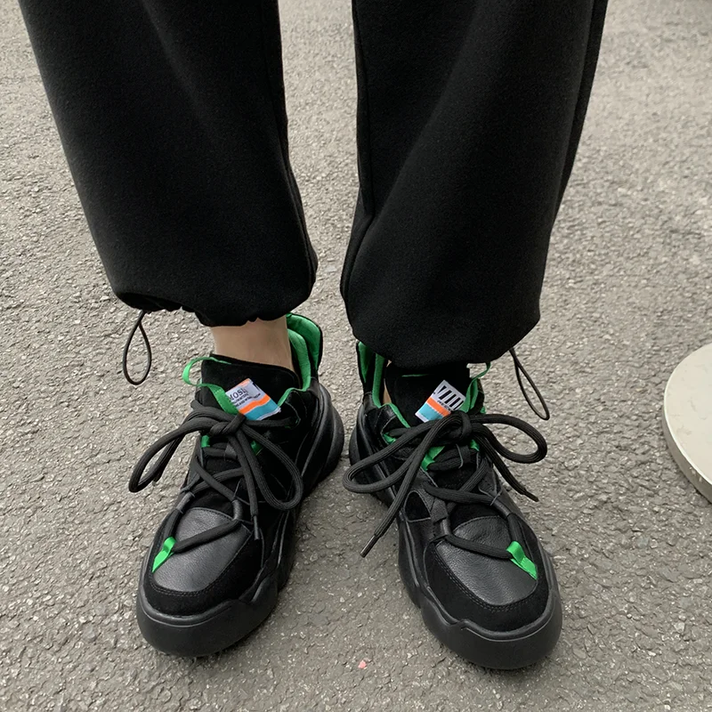 

ISNOM Women Sneakers Flats Female Platform Sports Sneakers Colorful Thick Sole Lace Up Sneakers Female Casual Runnning Shoes