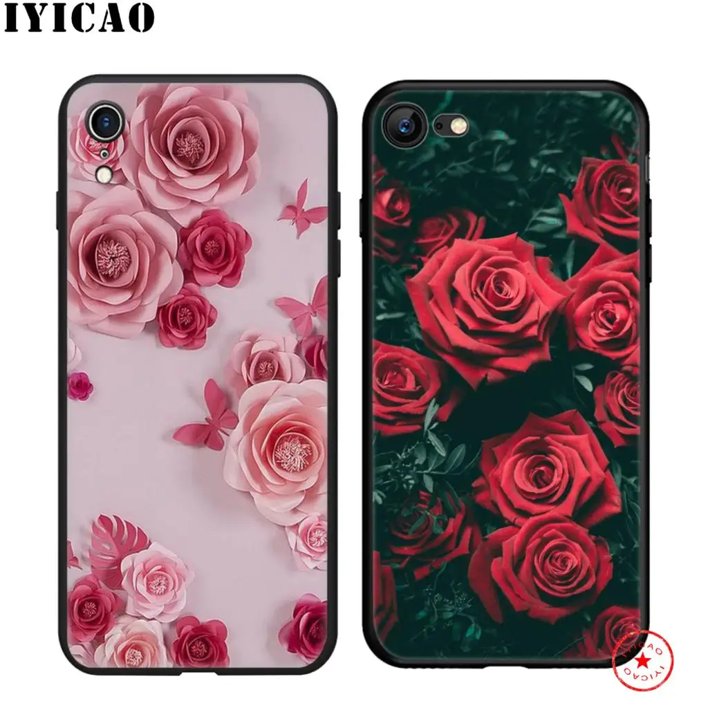 IYICAO классный розовый цветной мягкий черный силиконовый чехол для iPhone 11 Pro Xr Xs Max X