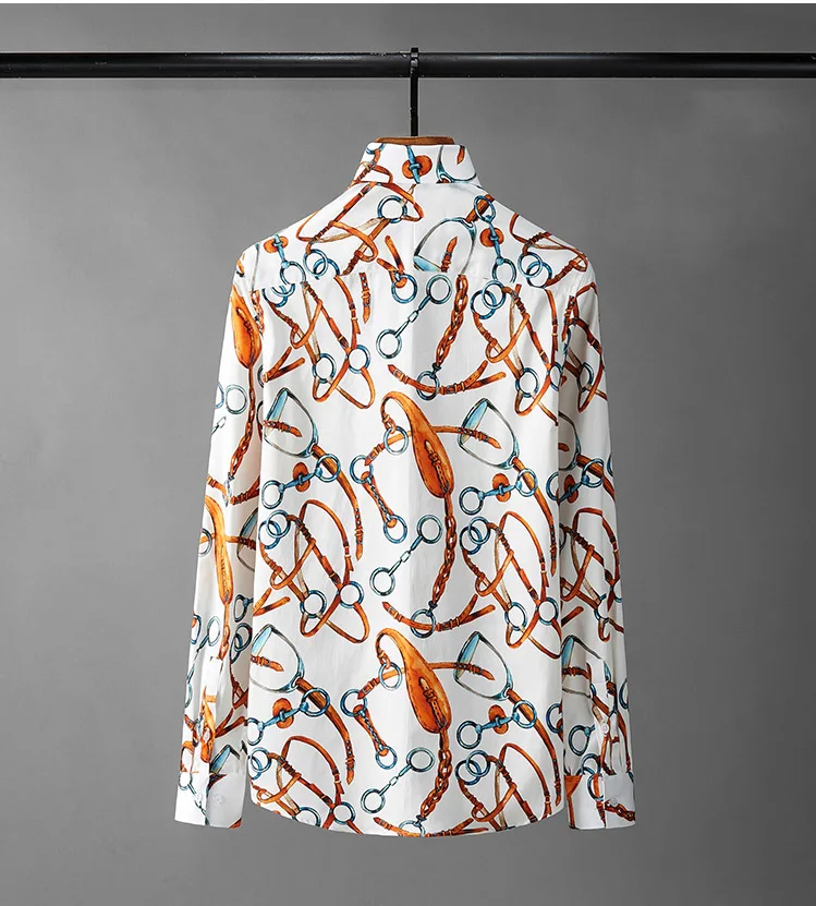 

All Printing Personality Luxury Long Sleeve Casual Party Mens Dress Plus Size 4xl Slim Fit Man Shirts