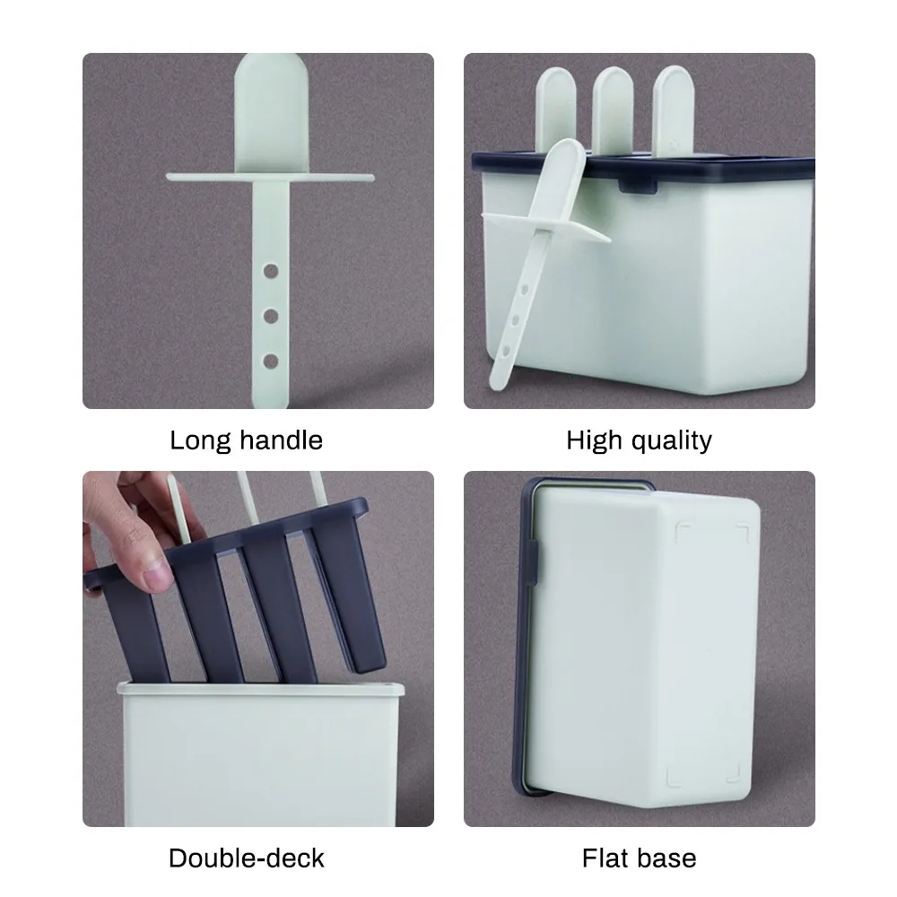 

Home-made Ice Cream Mold DIY Creative Homemade Summer Ice Cream 4-cavity Mold Ice Cream Popsicle Ice Mold Box Set