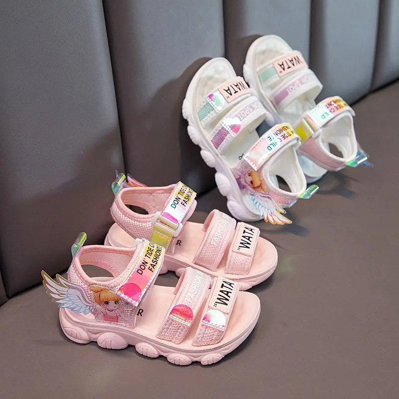 

Girls' Sandals 2021 Summer New Medium-sized Girl Cartoon Casual Soft Bottom Sports Beach Shoes Fashoin Cute Platform Sandals