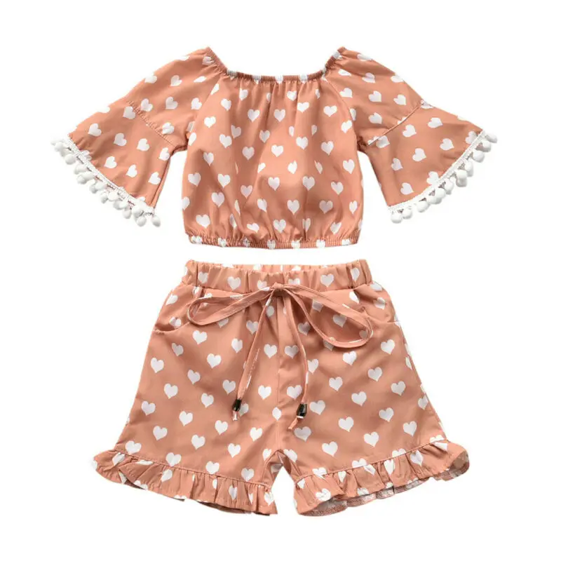 2020 летняя одежда для малышей девочек на День святого Валентина Одежда любящее