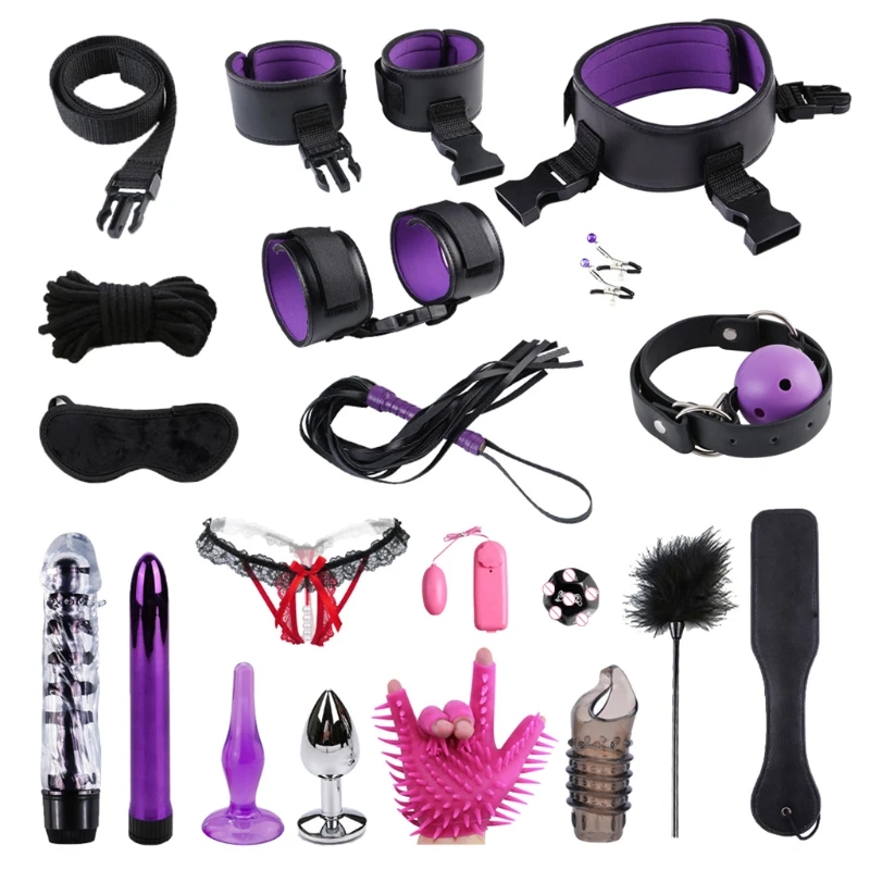 

RXJD 20Pcs Restraints Sex Toys Bondage Couple's Kits Fetish Bed Toys Set for Beginners Sm Adult Games Cuffs Blindfold