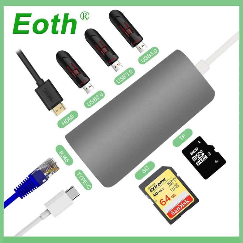 USB C концентратор до 3 0 HDMI портом Thunderbolt адаптер для MacBook Samsung Galaxy S9 Huawei P20 Mate 20 Pro
