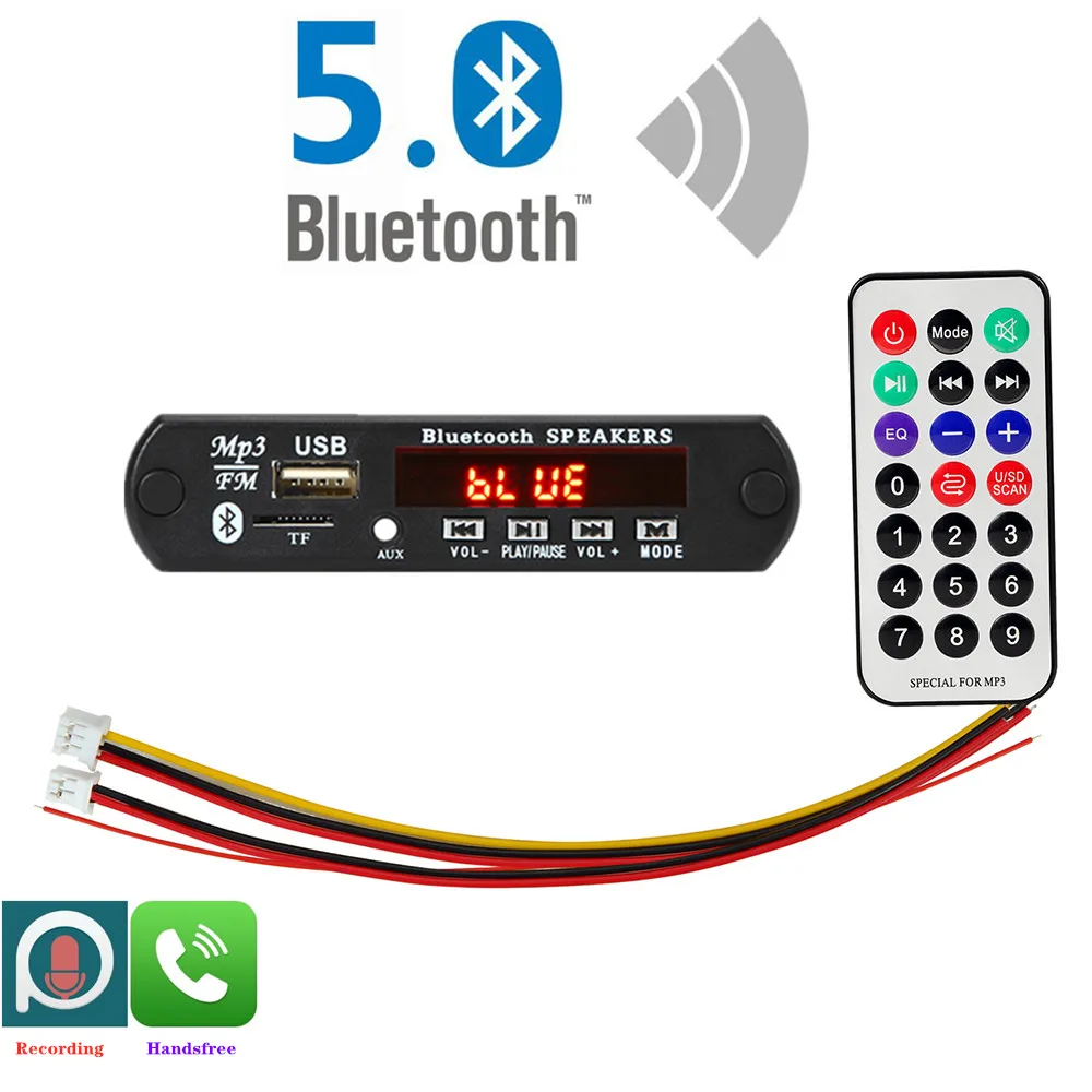 Автомобильный MP3 плеер с USB 12 В Bluetooth 5 0 декодер Плата декодера модуль WMA WAV разъем