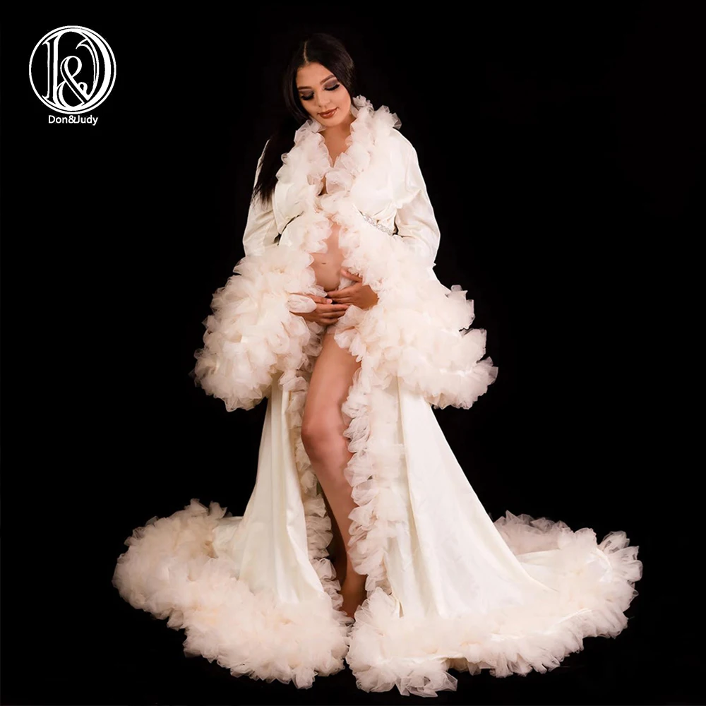 Don&Judy Photography Sexy Bridal Fluffy Robes Custom Made Maternity Tulle Dress Pregnancy Gown Photo Shoot Props Woman Clothing