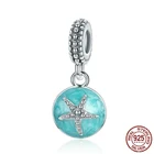 Новый бусины из стерлингового серебра 925 голубой эмалью в виде морской звезды с позолоченным кольцом DIY ювелирные украшения, драгоценные бусины, подходят к оригинальным, соответственные Европейской Пандоре обаятельные браслеты ювелирные изделия 2021