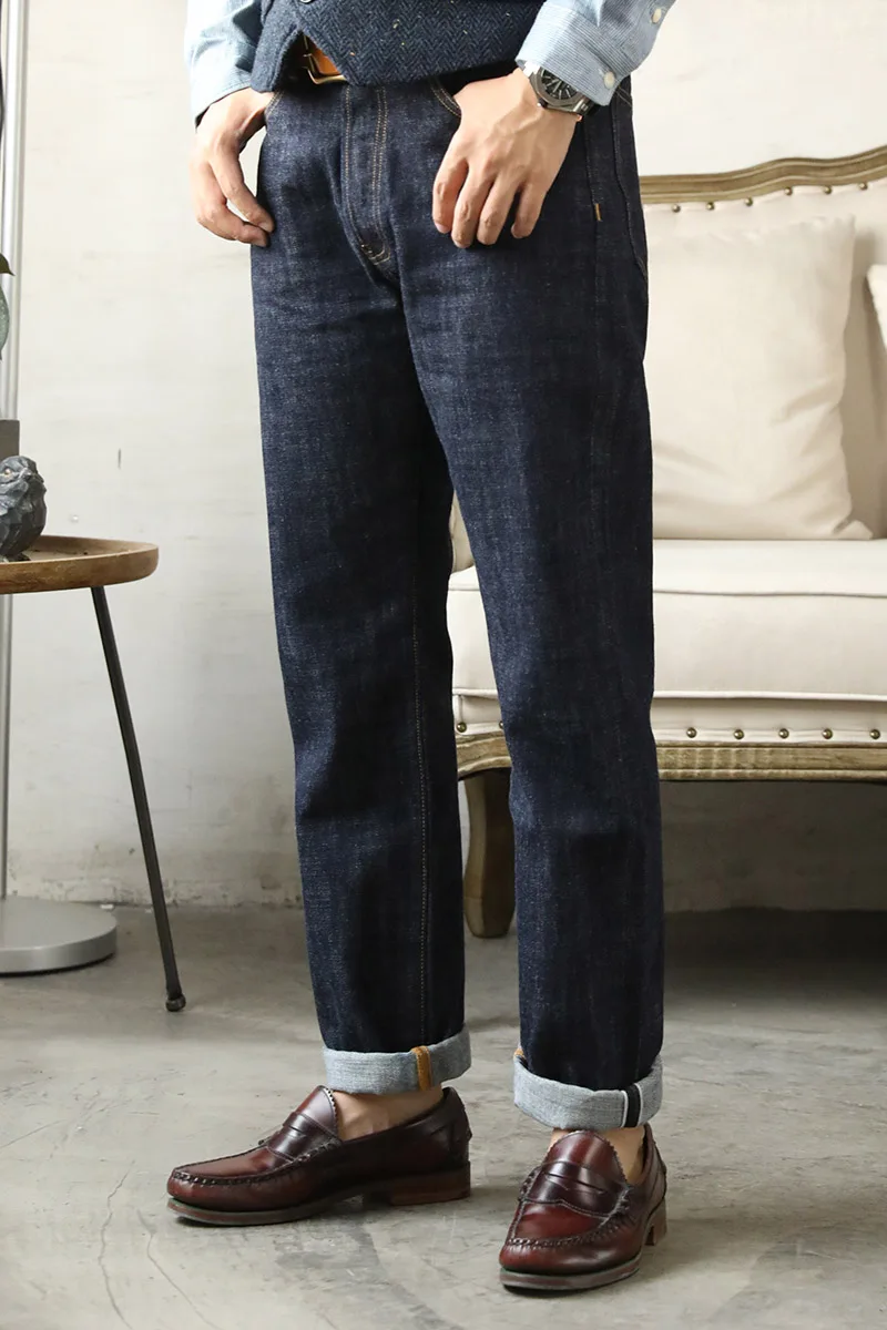 

Spring and Autumn Thin and New Jeans One Piece One Piece Washed Edge Denim Men's Ivy XZ72 Size 39-46